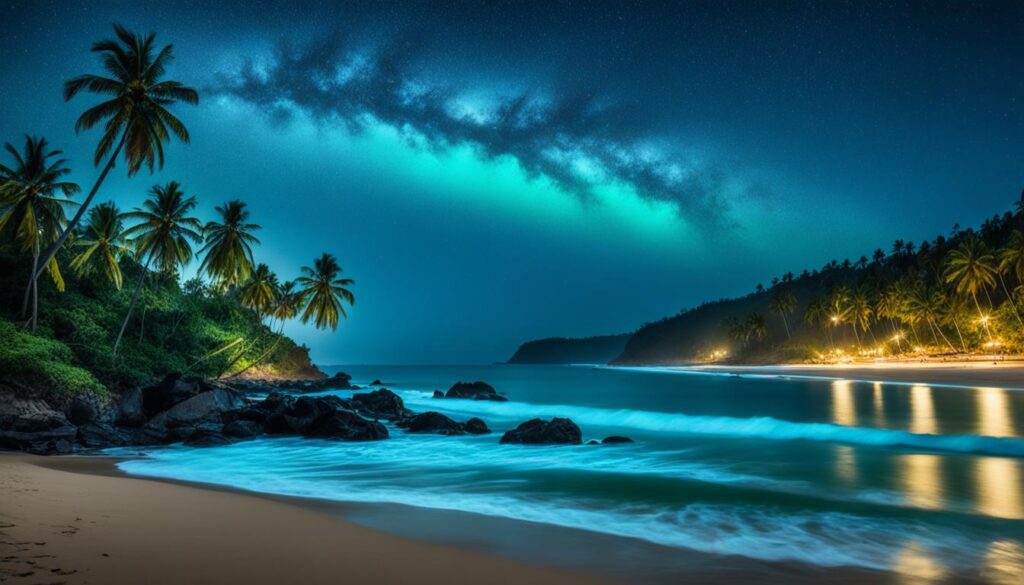 glowing beach in Goa